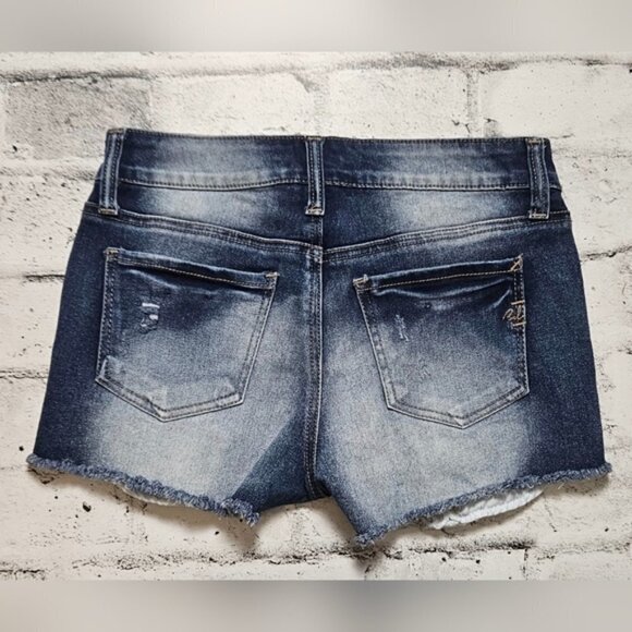 Blue Desire Curvy Short Shorts with Lace Pockets - Picture 7 of 15